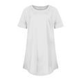 thumbnail image 3 of USSUMA Women Clothing Womens Summer Tops Round Neck Short Sleeve Solid Color Plain Loose Fit Casual Tops Lightweight Tee Birthday White Polyester Up to 50% off XL, 3 of 3