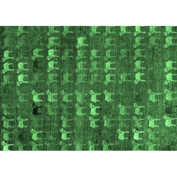 Ahgly Company Indoor Rectangle Abstract Emerald Green Modern Area Rugs, 5' x 7'