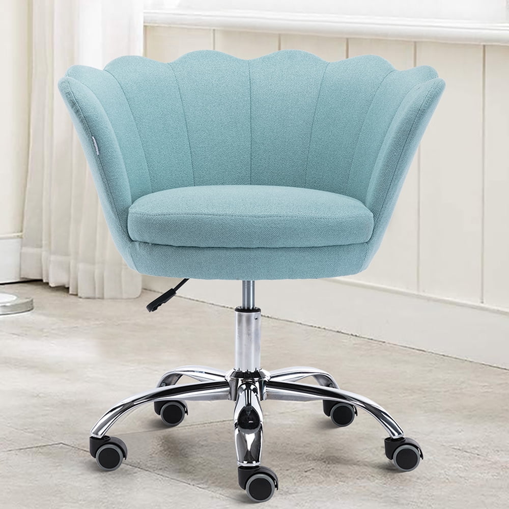 Mint Green Makeup Chair Vanity Chair With Upholstered Seat For Women Fabric Swivel Shell Chair For Living Room Bedroom Height Adjustable Swivel Office Chair 26 6 L X 24 W X 28 7 32 5 H Y2344 Walmart Com