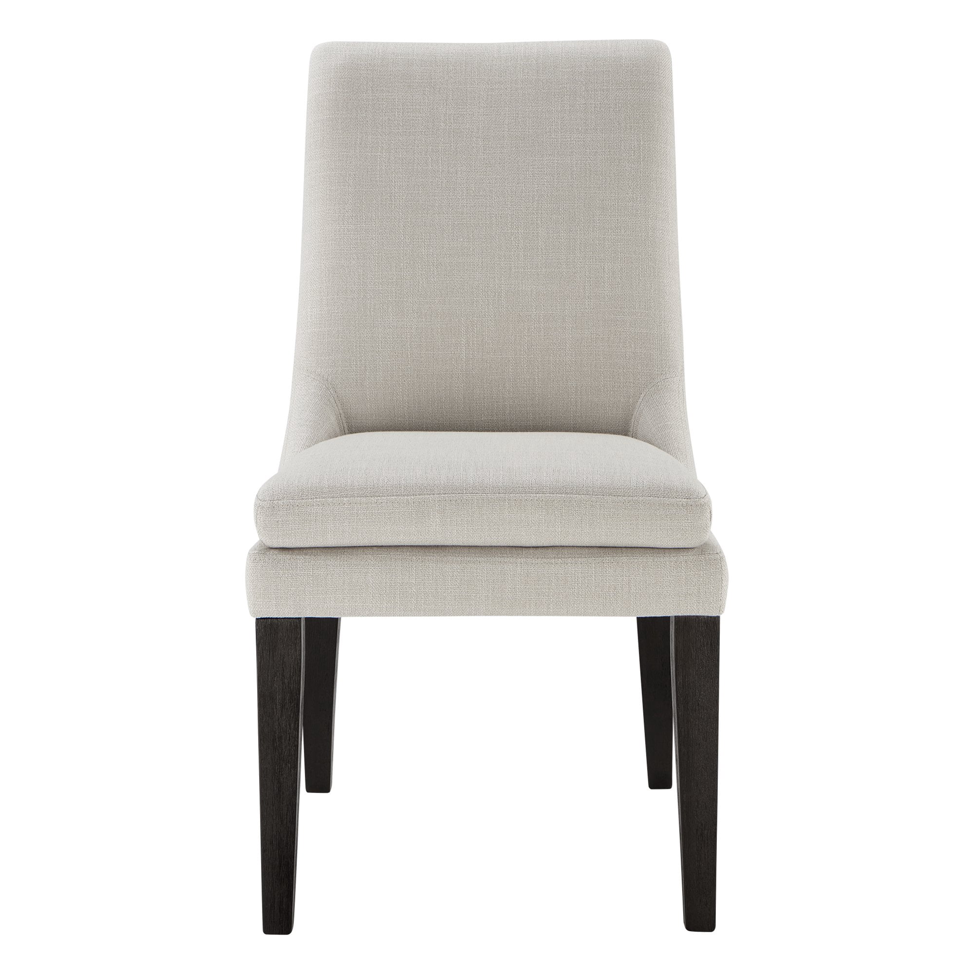 Spruce & Spring Modern Upholstered Dining Chair Set of 2 with Curved Backrest and Solid Wood Legs, Comfortable Padded Fabric Seat for Dining Room Kitchen Living Room, Linen