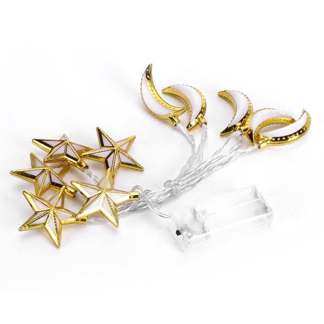 10LED Luna estrella en forma de cadena de luces Eid Festival suministros para fiestas decoración del dormitorio del hogar