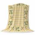 thumbnail image 6 of Yellow Lemons Blanket Soft Cozy Warm Throw Blanket for Couch, Plush Fuzzy Flannel Fleece Blankets for Sofa, Floral Wreath Leaves Buffalo Plaid Bed Blankets Lightweight Gifts for Women, 50"x80", 6 of 9