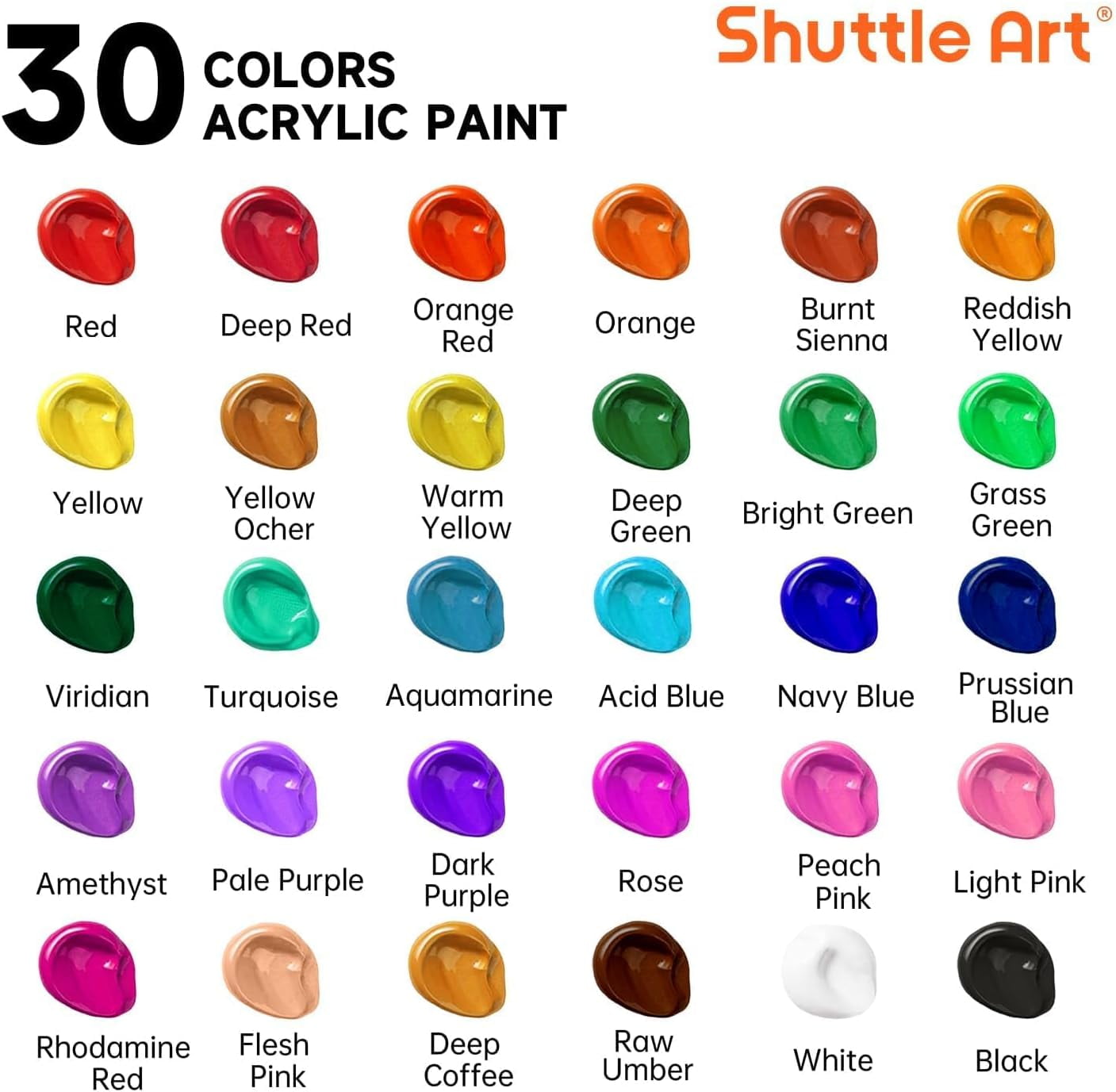 Shuttle Art 54 Pack Acrylic Paint Set, Acrylic Painting Set with 30 Colors Acrylic Paint, Wooden Easel, Painting Canvas, Paint Brushes, Palette, Art Painting Supplies for Adults Beginner Artists