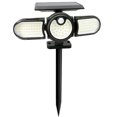thumbnail image 3 of 140 COB Luz con sensor de movimiento solar 3 modos de iluminación IP65 Luces de inundación LED de tres cabezas a prueba de agua Ángulo de iluminación amplio de 270 ° Luz de pared LED reutilizable para, 3 of 10