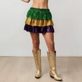 thumbnail image 2 of Women Mardi Gras Sequin Mini Skirts Ruffled Sparkly Colorful Short Skirts High Waist Shiny Glitter Carnival Skirt - Sequin Tiered Skirt Elastic Waist Glitter Ruffled Layered Mini Skirt Green M, 2 of 7