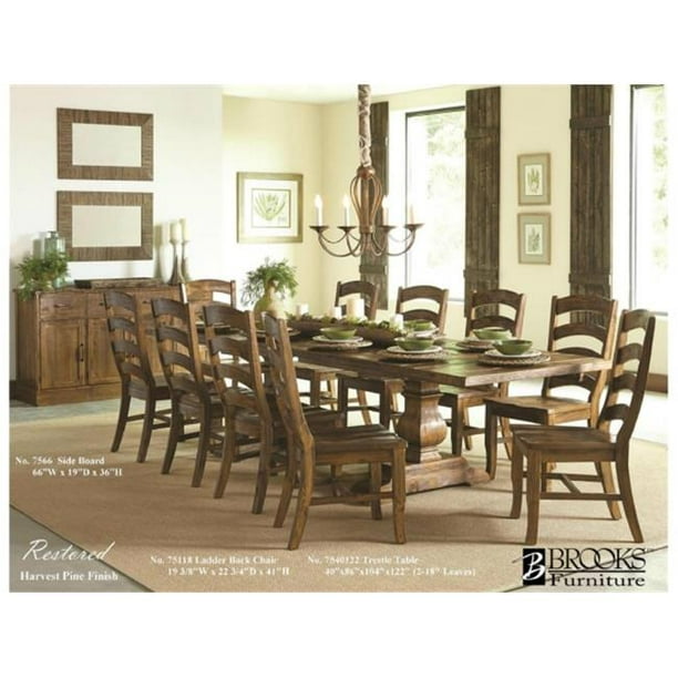 Brooks Furniture 7540122 Dining Room Trestle Table, Harvest Pine