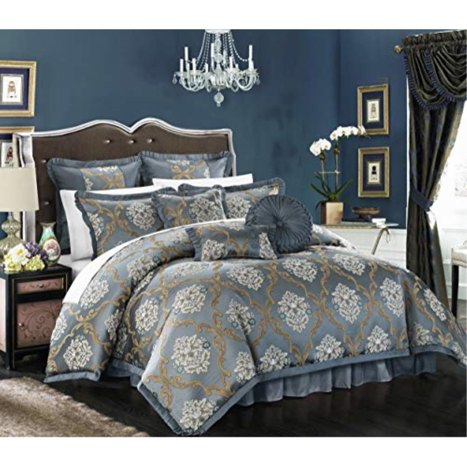 chic home 9 piece aubrey decorator upholstery comforter set and pillows
