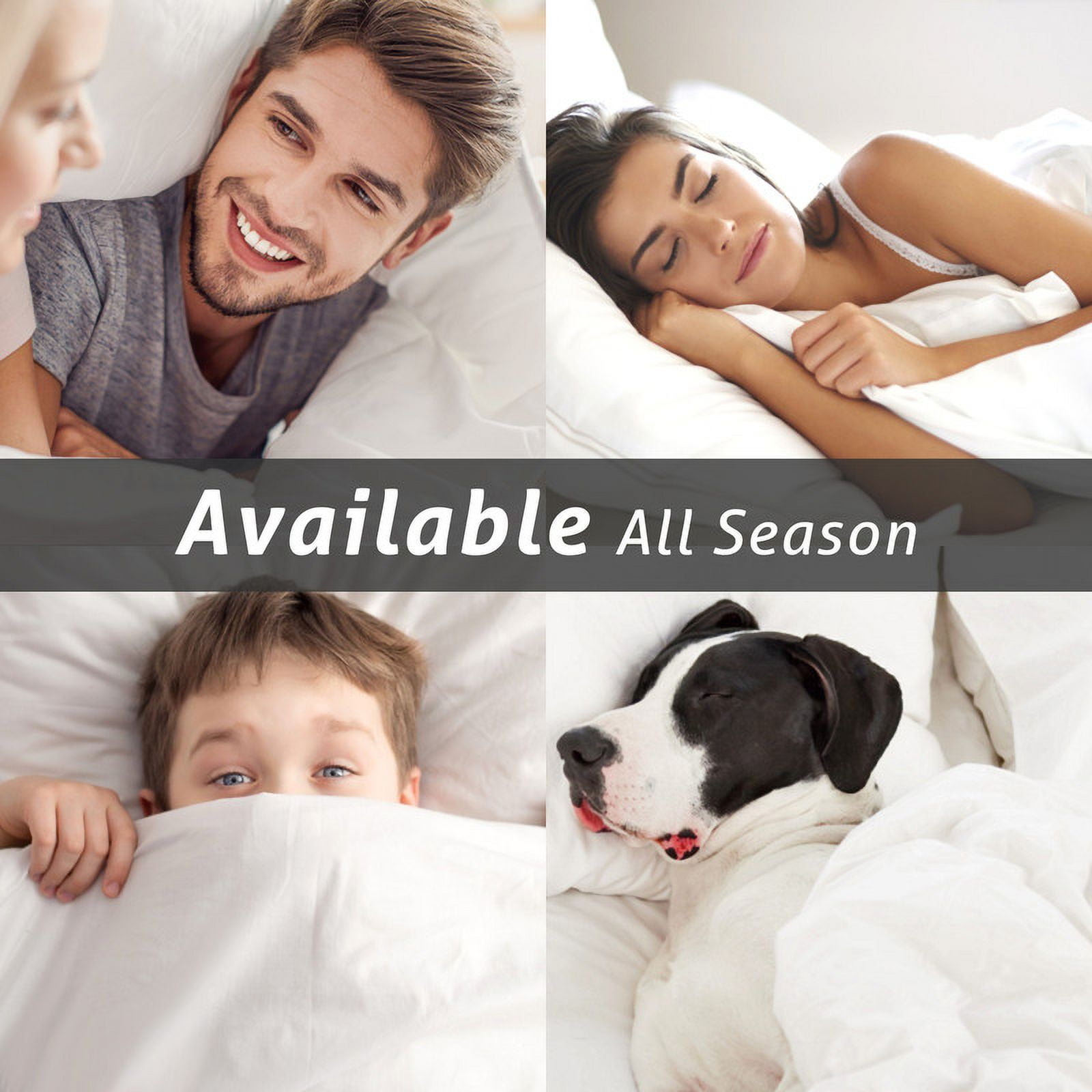 JUSTLET Luxury Solid Down Alternative Machine Washable White Comforters Duvet, California King