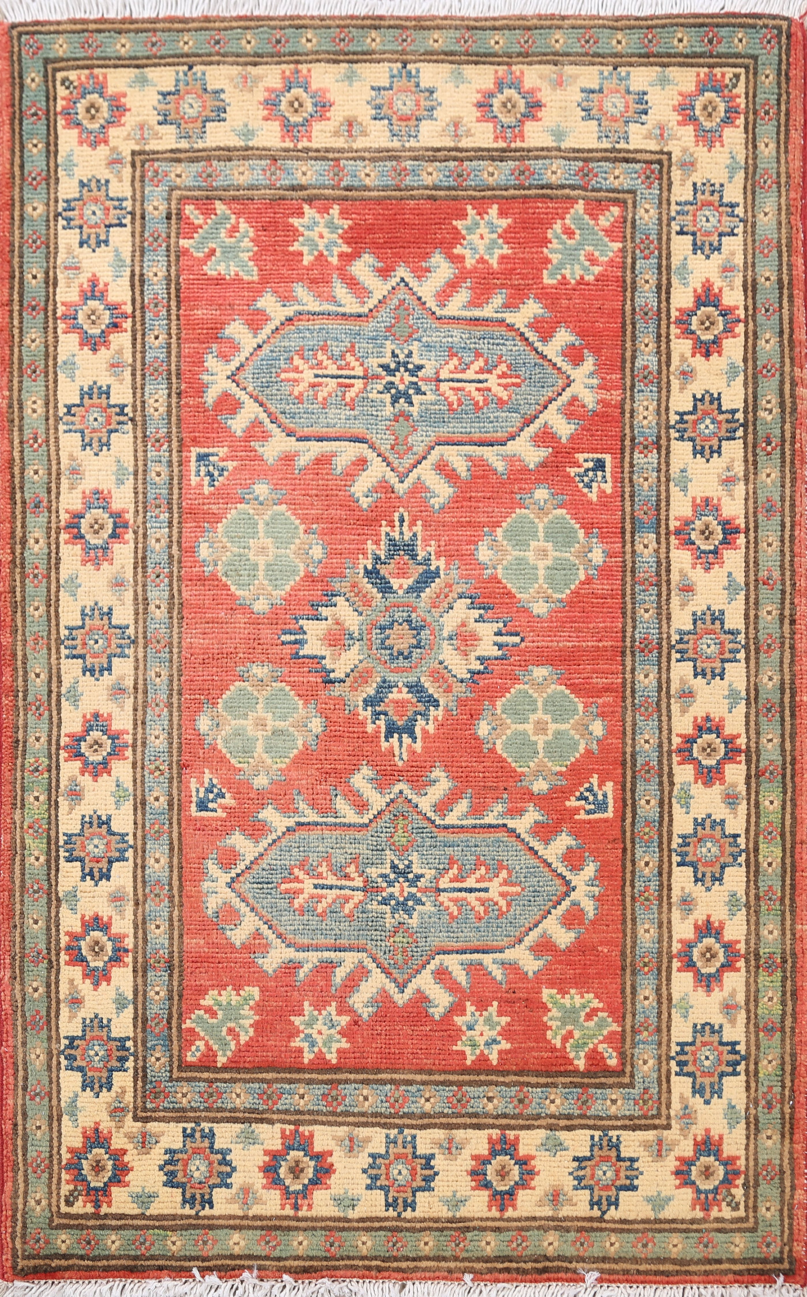 Nourison prismatic prs08 multicolor area rug Geometric Super Kazak Oriental Area Rug Red Wool Hand-Knotted Office