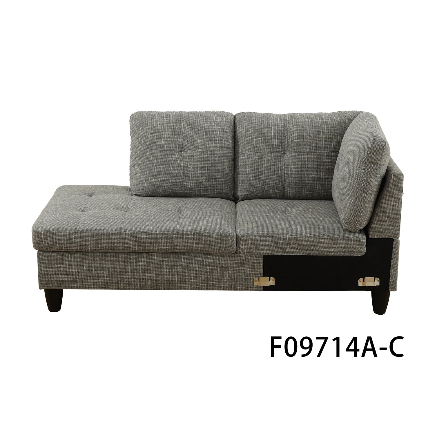 Hommoo L Shaped Couch Set Sectional Sofa Set, Flannel Living Room Furniture Sets, 4-Seat Couches and Sofa Set for Home, Apartment, Dorm, Grey(No Ottoman)