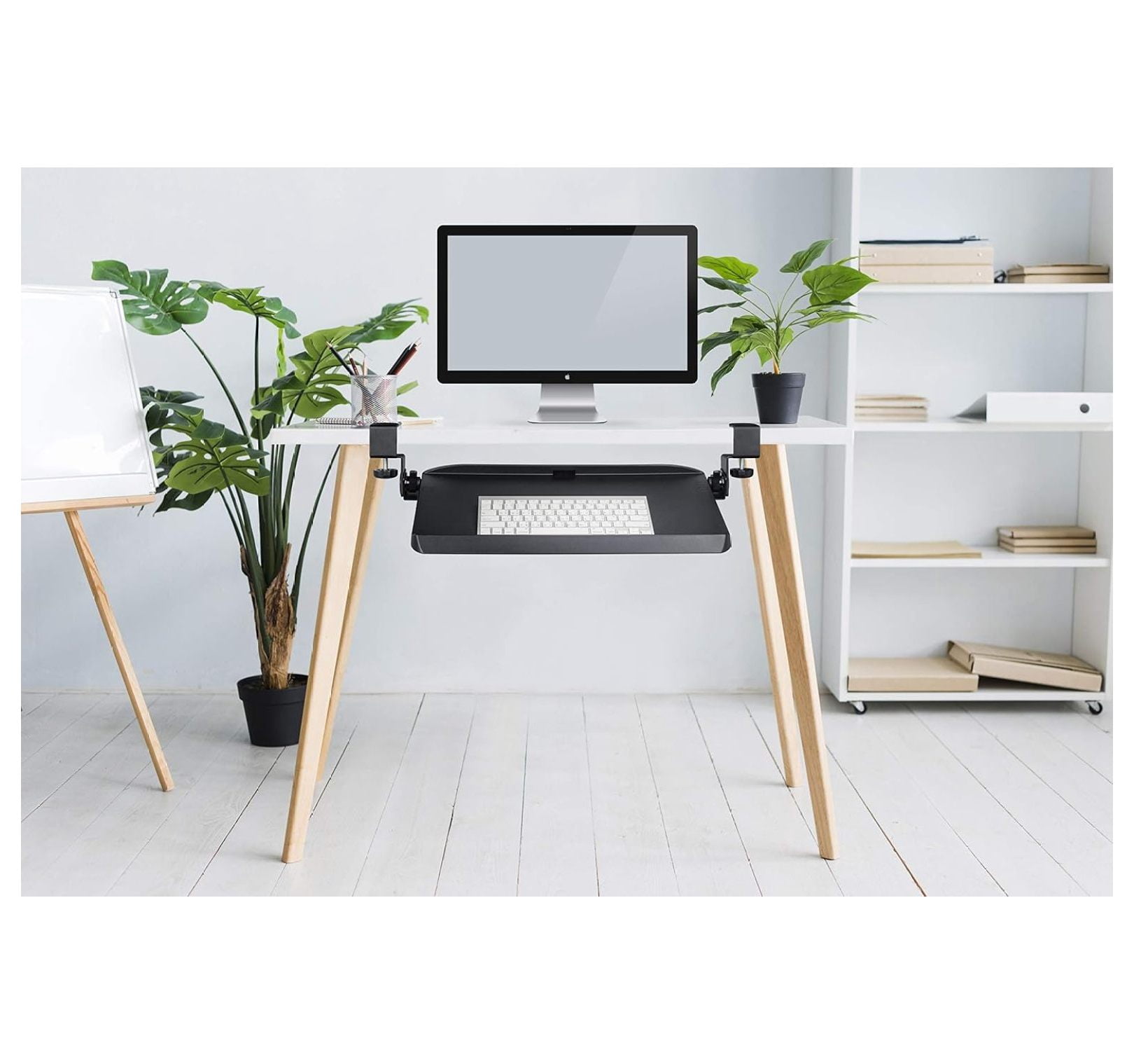 Clamping Under-Desk Keyboard Tray with Ergonomic 3-Angle Adjustment