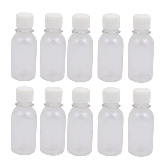 Unique Bargains 10Pcs 100ml Plastic Bottle Transparent DIY Round Bottle w White Cover