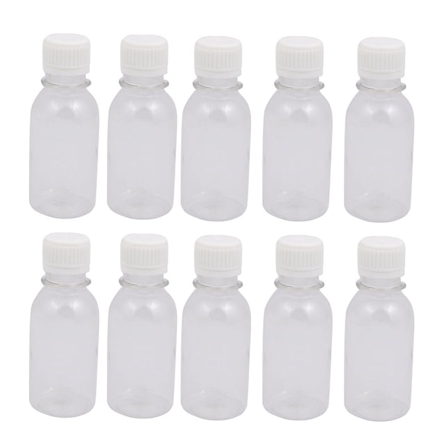 Unique Bargains 10Pcs 100ml Plastic Bottle Transparent DIY Round Bottle w White Cover