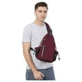 thumbnail image 5 of Mosiso Sling Backpack Chest Shoulder Bag Double Layer Hiking Daypack Men/Women,Wine Red, 5 of 6