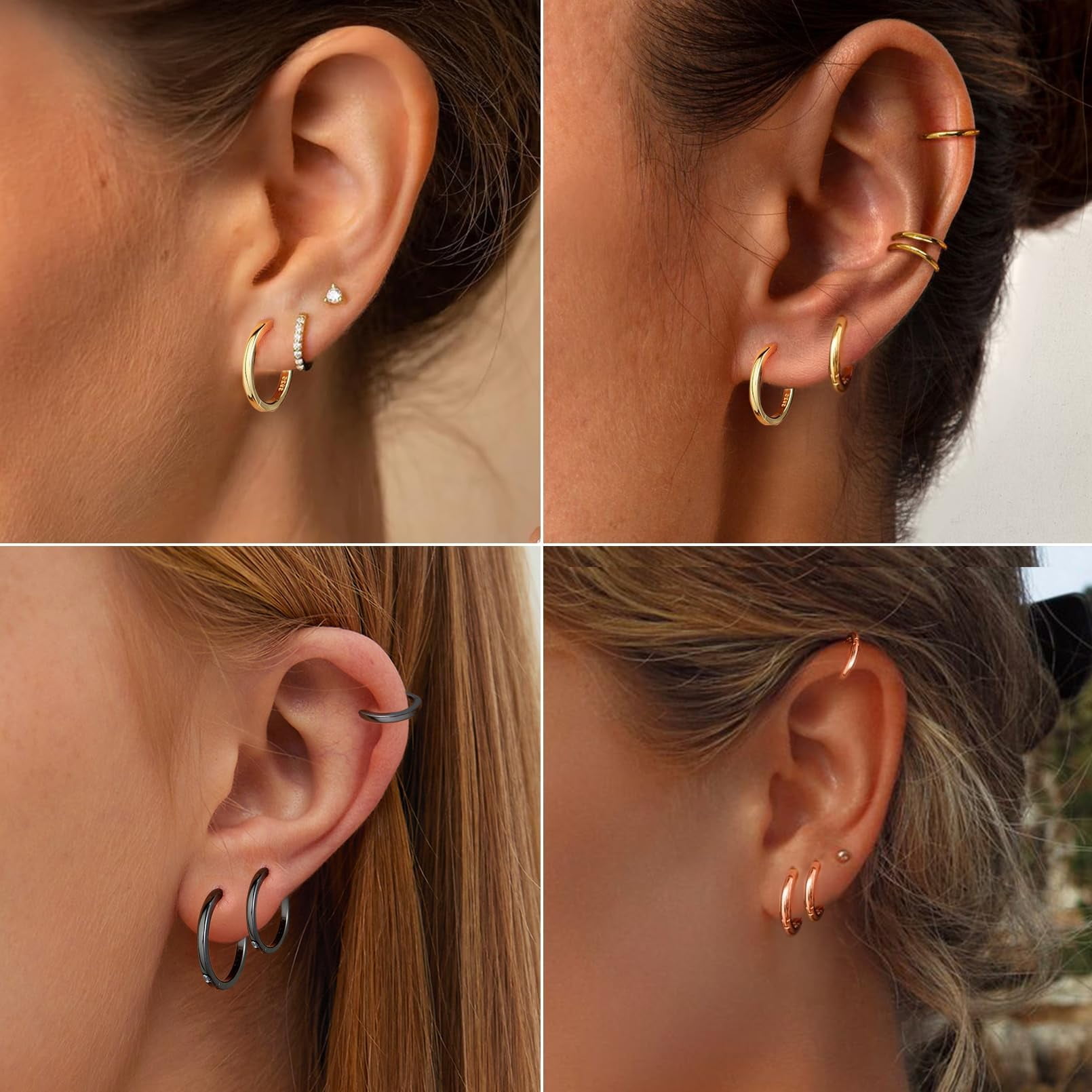 ChicSilver 925 Sterling Silver Hoop Earrings for Women Hypoallergenic Rose Gold Plated Hoop Earrings Lightweight Tiny Huggie Earring 18MM