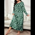 thumbnail image 4 of Camisón de Larga para Mujer, Estampado, Camiseta, Vestido de Dormir Alce - Verde 4XL, 4 of 6