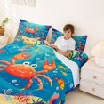 thumbnail image 3 of spefrowx Cartoon Orange Crab Queen Sheets for Kids, Coral Tropical Fish Seabed Queen Sheet Sets, 4-Piece, 1 Flat Sheet, 1 Fitted Sheet and 2 Pillowcases, 3 of 5