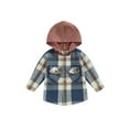 thumbnail image 2 of Toddler Boys Girls Long Sleeve Button Down Hooded Plaid Shirt 1Y 2Y 3Y 4Y 5Y 6Y Jacket Tops Coat Outwear Fall Winter Clothes, 2 of 9