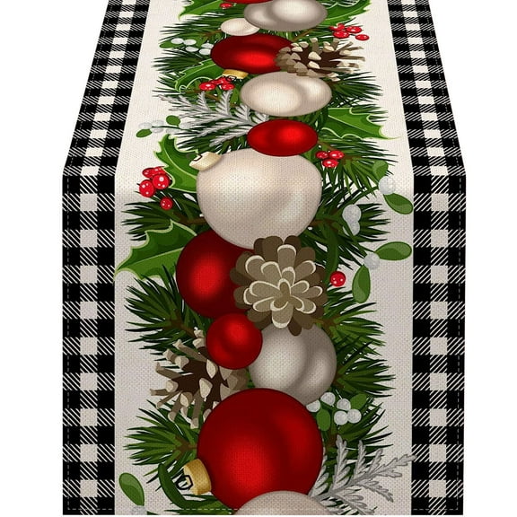 Todaioua Linen Black and White Buffalo Check Christmas Table Runner 72 Inches Long Seasonal Winter Christmas Xmas Holiday Farmhouse Style Table Decoration