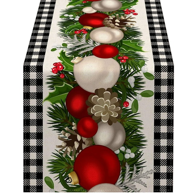Décorations de Noël Extérieures, Drapeau de Table en Lin Noël Maison Restaurant Salon Table à Manger Nappe Décorative Intérieure et Extérieure, Décorations de Noël Extérieures