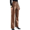 thumbnail image 2 of Kiapeise Women Faux Leather Pants High Waist Straight Wide Leg Punk Trousers with Pockets, 2 of 5