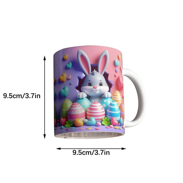 Coffee Cups Ceramic, Cute Coffee Mugs Easter Bunny Novelty 350ml Tea Cup with Festive Holiday Design
