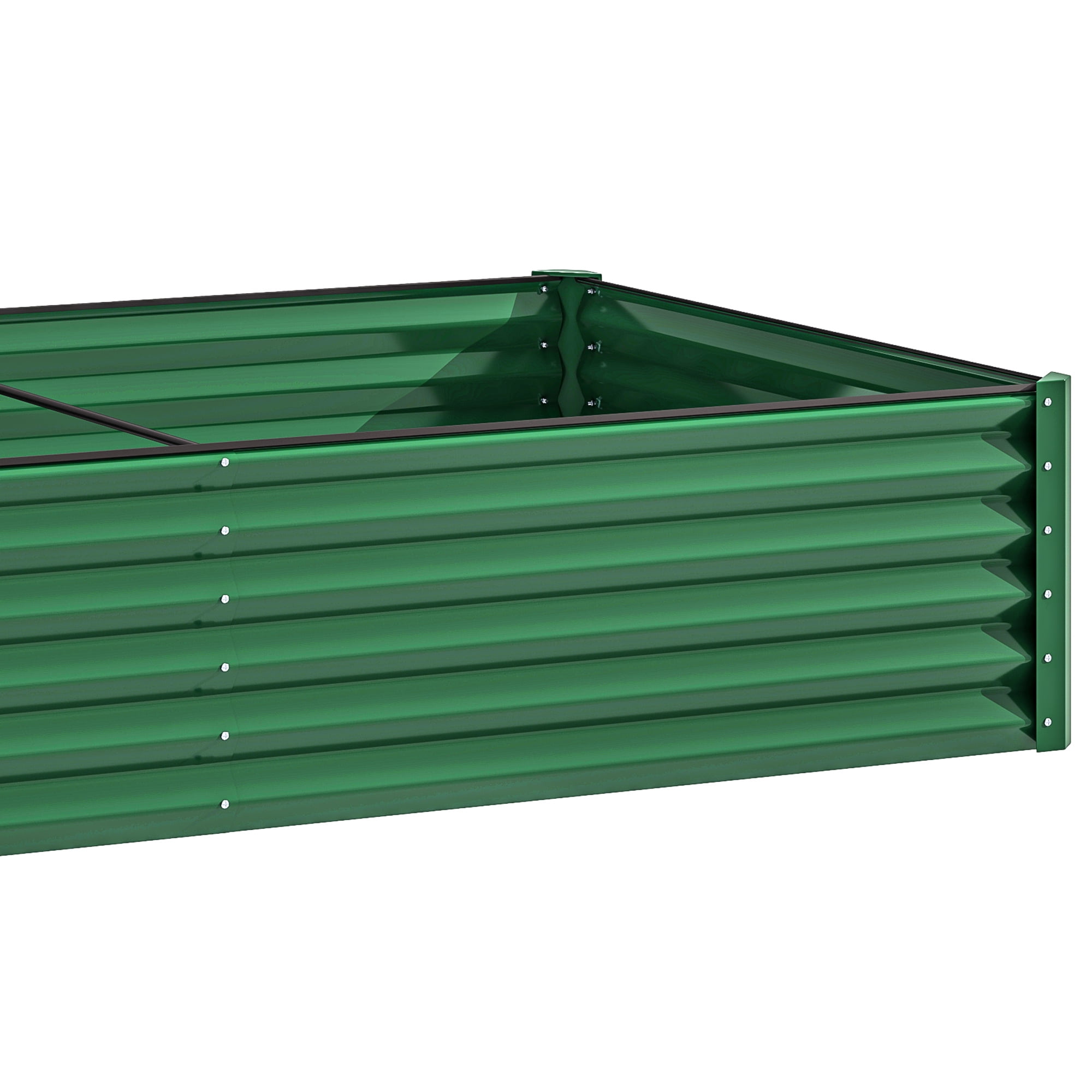 Uforic 2 Pack 8x4x1.5 ft Green Galvanized Raised Garden Bed Kit, Metal Planter Box with Gloves, Ground Nails & Support Rod, Outdoor Above-Ground Planter for Plants, Vegetables, and Flowers