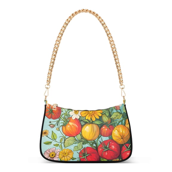 FORMRS Womens Shoulder Bag with Chain Strap Clutch Purse Cute Tote Handbag, Vibrant Tomatoes