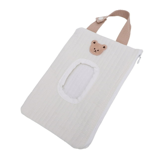 Dispensador De Toallitas De Viaje, Soporte De Viaje De Viaje De Recargable Bordado Diseño De Bucle Portátil De Algodón Caja De Toallitas Para Bebés Con Cremallera Con Abertura