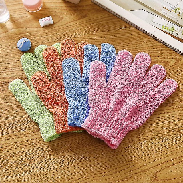 1 par de guantes de ducha exfoliantes, guantes exfoliantes de cinco dedos, color aleatorio