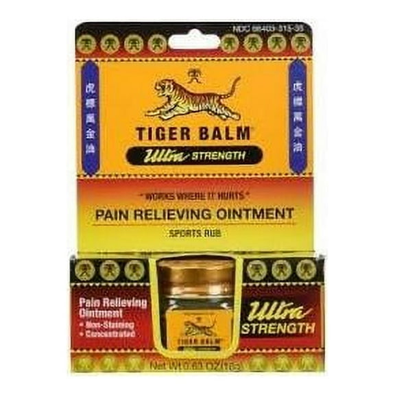 Tiger Balm Ultra Strength Pain Relieving Ointment Sports Rub, .63oz, 3-Pack