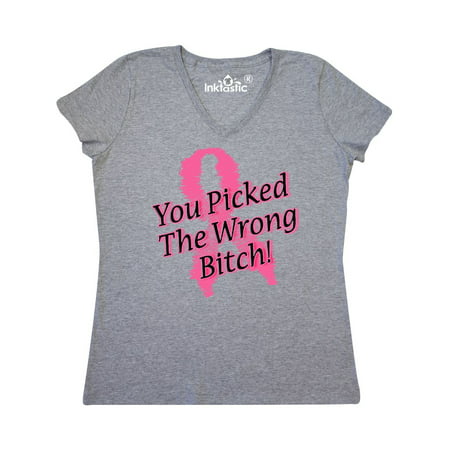 You Picked The Wrong Bitch! Breast Cancer Women's V-Neck