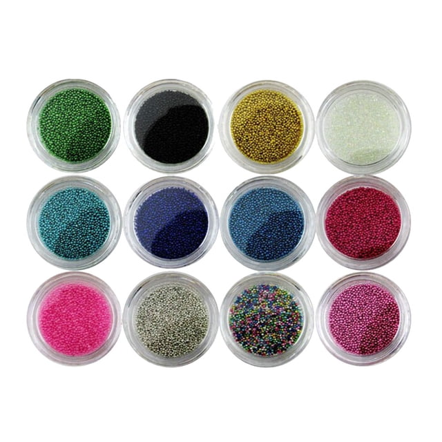 Esmalte de uñas de caviar de 12 colores, accesorios para uñas hechos a mano, bolas de cuentas de colores, minibolas para decoración de uñas (al azar)