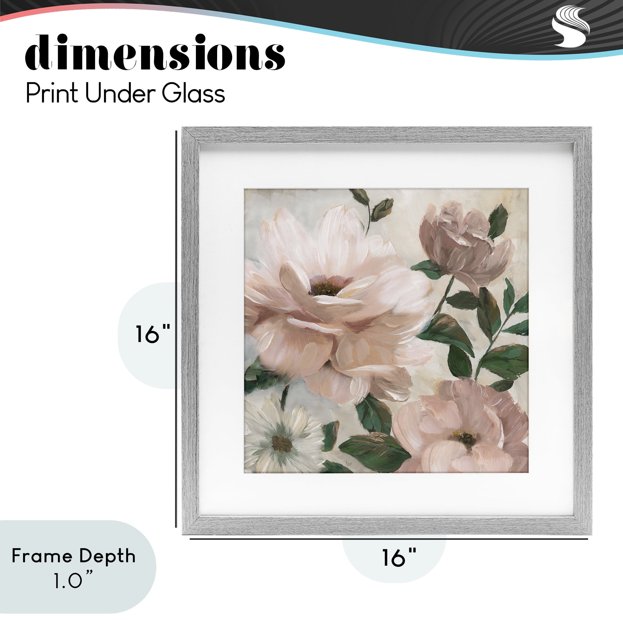 Stupell Industries Budding Blush Peonies & Leaves Gray Framed Print Under Glass, design by Nan