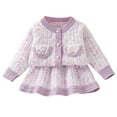 thumbnail image 2 of Placlothes Kids Girls' 2-Piece Purple Knit Set - Soft Acrylic Cardigan & Flared Skirt, Elegant Coordinated Outfit for 1-7 Years Kids,Size 1 Tear, 2 of 9