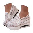 thumbnail image 3 of Women's Lace Mesh Wedge Heel Casual Shoes Air Cushion Platform Slip On Sneakers Daily Commute Work Shopping Casual Footwear White 40, 3 of 9