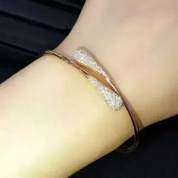 3 Ct Round Cut White Lab Created Diamond Bangle Bracelet 14K Yellow Gold Plated