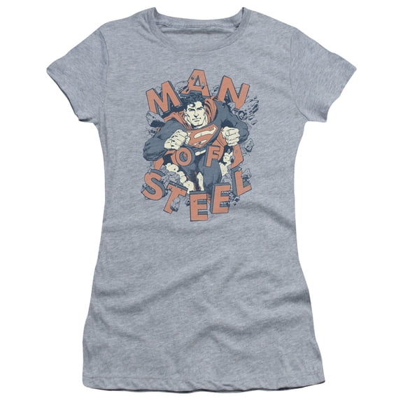 Superman Coming Through Junior Women's T-Shirt Sheer Athletic Heather