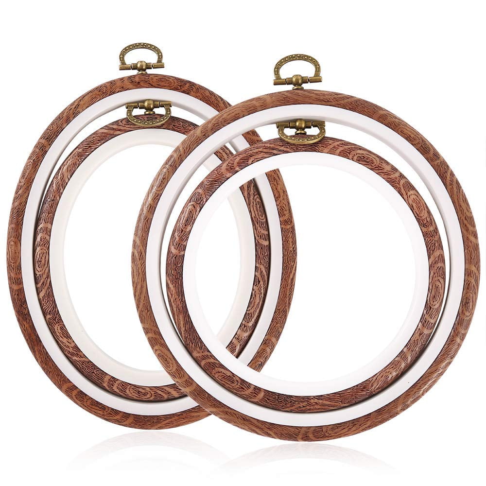 Oval Embroidery Hoop with Imitated Wood Display Frame Look, X-Small Premium Quality