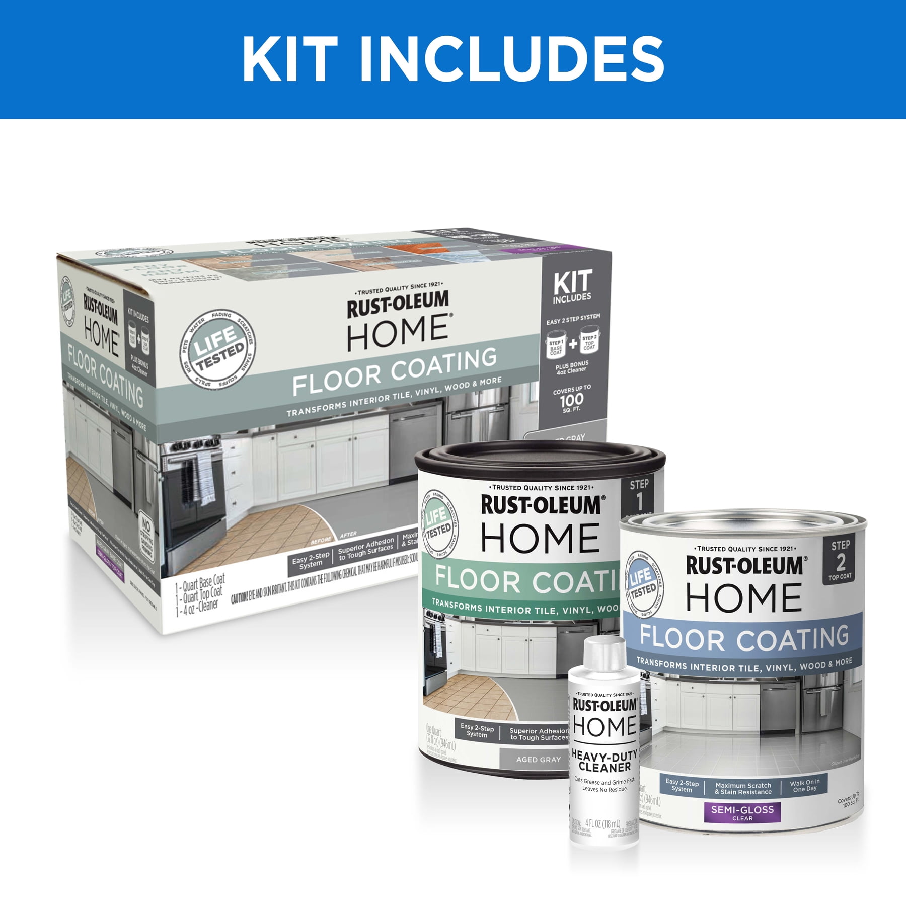 Aged Gray, Rust-Oleum Home Semi-Gloss Floor Coating Kits