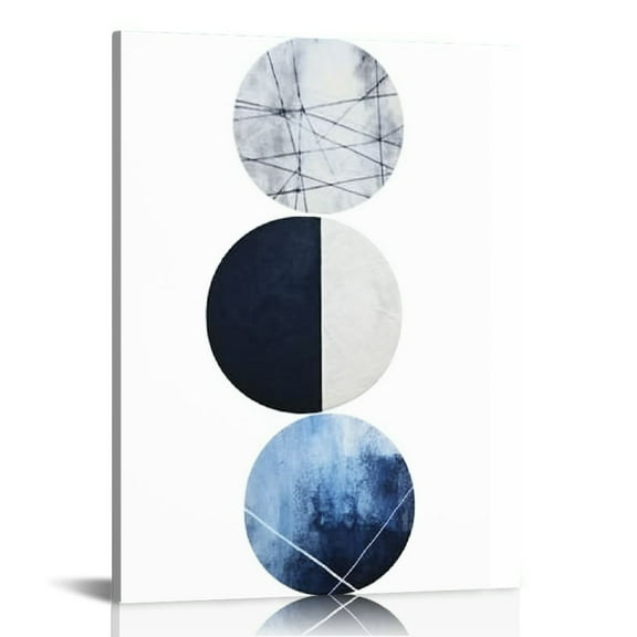 COMIO Canvas Art Wall Decor for Bedroom Modern Indigo Abstract Geometric Pattern Wall Art Navy Blue Wall Pictures for Office Bathroom Boys Room Wall Decorations Prints Artwork for Home