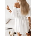 thumbnail image 6 of Asyoly Womens Dresses Summer Off Shoulder Dress Short Lantern Sleeve Ruffle Elastic Waist A-Line Casual Mini Dress, 6 of 6
