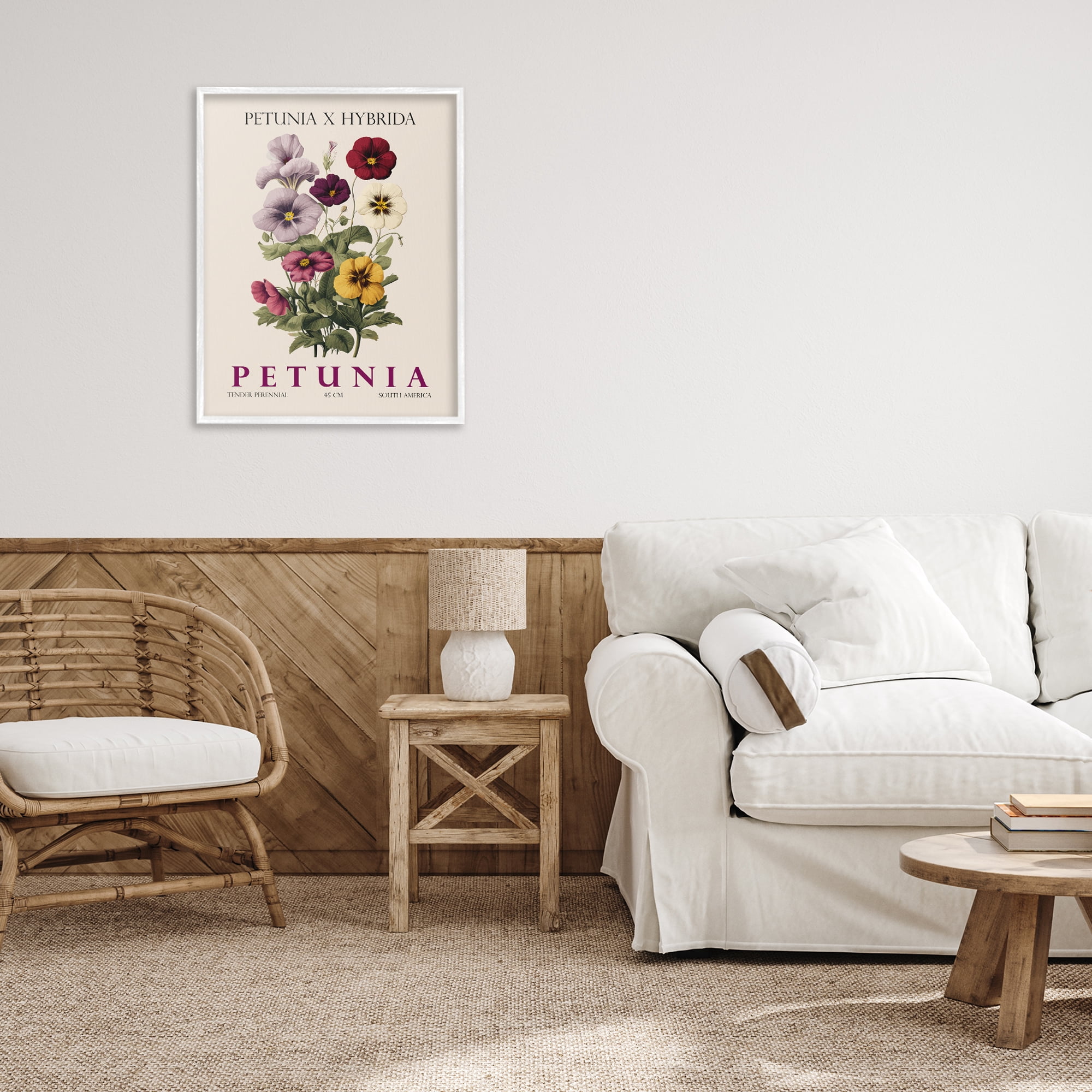 Stupell Industries Natural Petunia Bundle White Framed Giclee Art, design by Christopher Giampietro