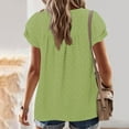 thumbnail image 5 of Women's Casual Boho Tops Lace Crew Neck Ruffle Sleeve Shirts Summer Pleated Flowy Loose Fit Cute Basic Blouses (L, Mint Green), 5 of 7