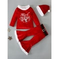 thumbnail image 2 of Canis Santa Print Tops and Pants Hat for Christmas Kids Girls Outfits, 2 of 9