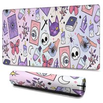 Long Mouse Pads for Desk,Purple Gothic Cat Crystal Pattern Desk Mats on Top Of Desks, Desk Mouse Pad Extra Large with 3mm Non-Slip Base and Stitched Edge for Gaming,Office,Work,Home 47.3"x23.6"