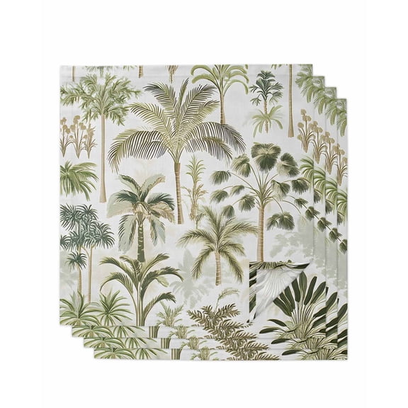 nqOlkjepod Green Palm Tree Tropical Cloth Napkins Set of 4 Reusable Dinner Napkins, Beach Summer Botanical Cocktail Napkin Washable Table Napkins for Wedding/Holiday Party/Baby Shower 20"x20"