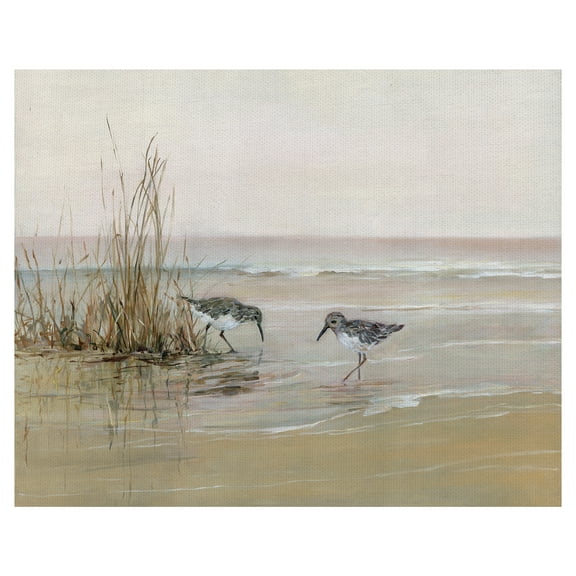 Fine Art Canvas Early Risers I Sandpiper Beach Birds by Sally Swatland Canvas Art Print