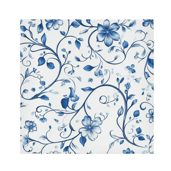 Cloth Napkins Set of1 100% Satin Peachskin Velvet, 20x20inx1 Napkins Cloth napkins are washable Soft and Absorbent Blue Floral Designs