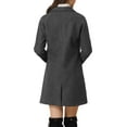 thumbnail image 2 of Allegra K Women's Double Breasted Lapel Raglan Long Sleeve Mid Length Overcoat L Dark Grey, 2 of 5